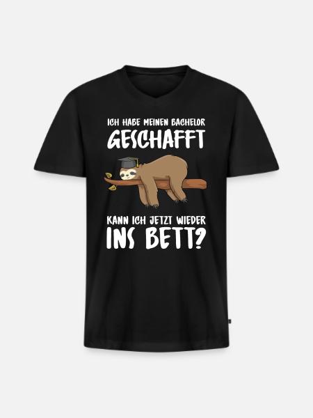 Bachelor geschafft Abschluss 2022 Faultier - Männer Premium Bio T-Shirt mit V-Ausschnitt - Schwarz