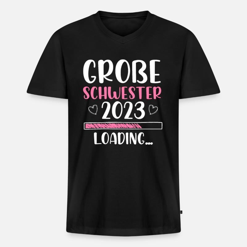 Große Schwester 2023 Loading - Männer Premium Bio T-Shirt mit V-Ausschnitt - Schwarz