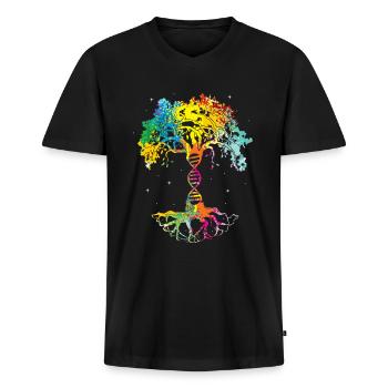 Baum des Lebens DNA Wissenschaft Baum des Wissens - Männer Premium Bio T-Shirt mit V-Ausschnitt - Schwarz - Vorne - Nico (187cm)