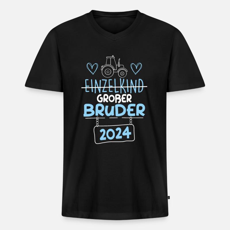Großer Bruder 2024 - Männer Premium Bio T-Shirt mit V-Ausschnitt - Schwarz