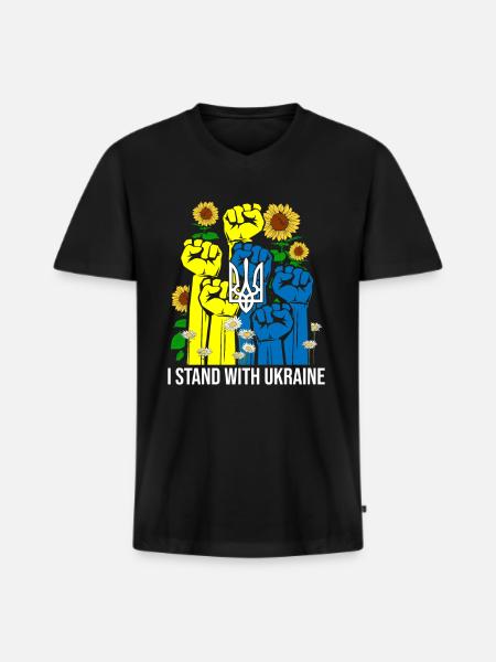 I Stand With Ukraine - Men's Premium Organic T-shirt with V-neck - black