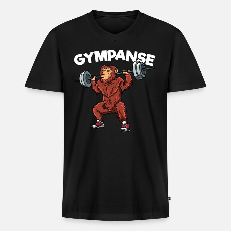 Gympanse - Männer Premium Bio T-Shirt mit V-Ausschnitt - Schwarz