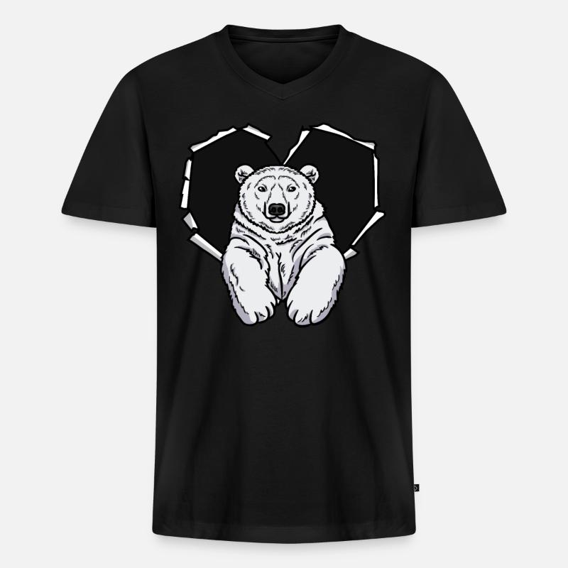 Riss Eisbär Zerrissenes Loch Eisbär - Männer Premium Bio T-Shirt mit V-Ausschnitt - Schwarz