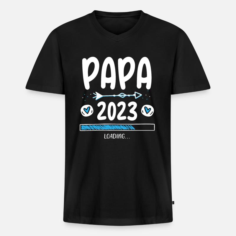 Papa 2023 Loading - Men's Premium Organic T-shirt with V-neck - black