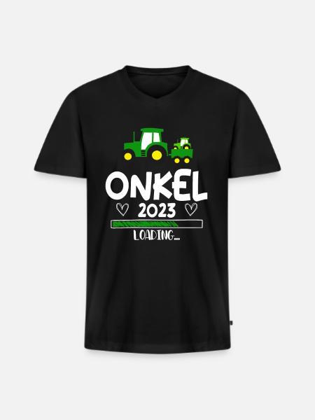 Onkel 2023 Loading Schwangerschaft - Männer Premium Bio T-Shirt mit V-Ausschnitt - Schwarz