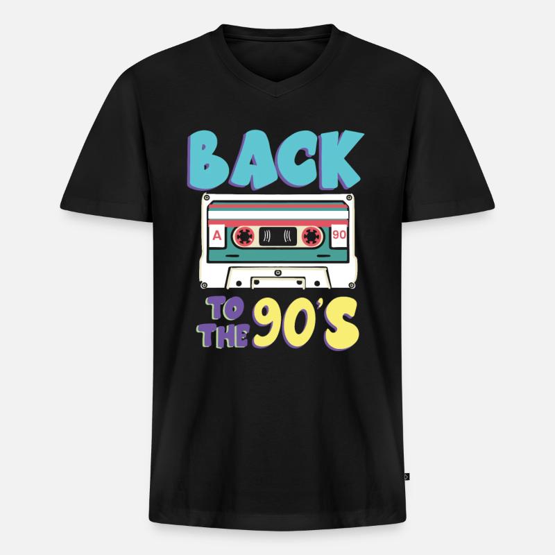 Back to the 90s - Männer Premium Bio T-Shirt mit V-Ausschnitt - Schwarz