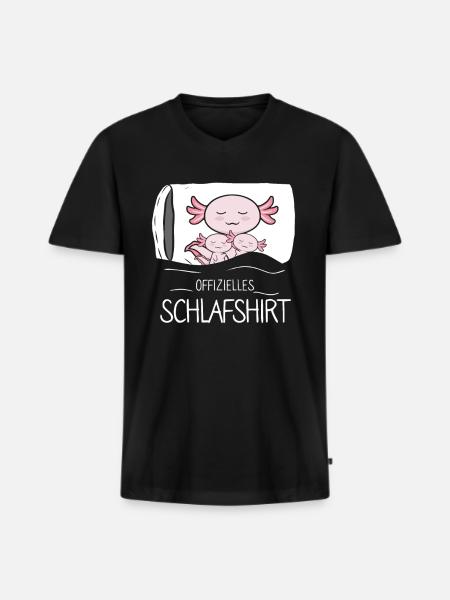 Official Sleeping Shirt Axolotl - Men's Premium Organic T-shirt with V-neck - black
