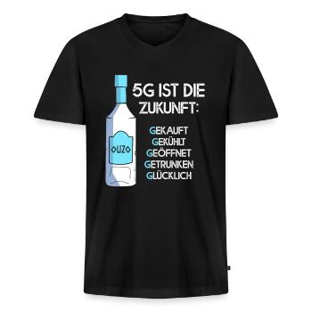 5G ist die Zukunft Ouzo Alkohol - Männer Premium Bio T-Shirt mit V-Ausschnitt - Schwarz - Vorne - Nico (187cm)