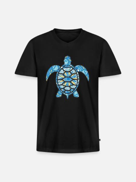 Mandala Turtle Geometry - Men's Premium Organic T-shirt with V-neck - black