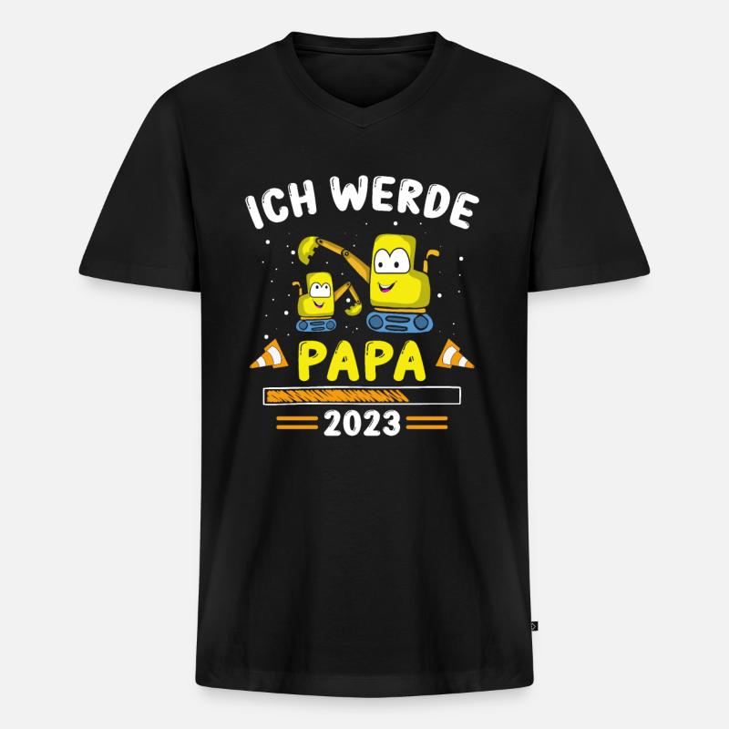Papa 2023 Loading - Männer Premium Bio T-Shirt mit V-Ausschnitt - Schwarz