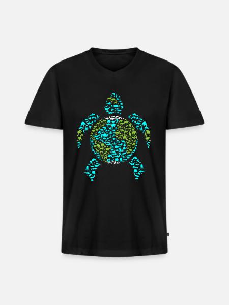 Earth Day Everyday Turtle - Men's Premium Organic T-shirt with V-neck - black