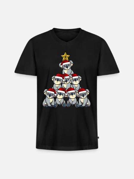 Koala Christmas Tree - Men's Premium Organic T-shirt with V-neck - black