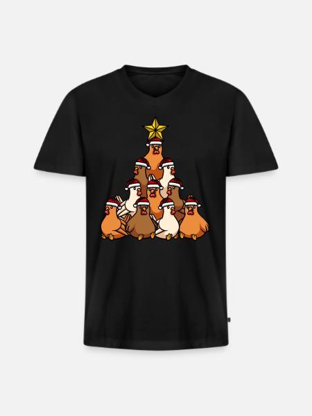 Christmas Tree Chicken - Men's Premium Organic T-shirt with V-neck - black