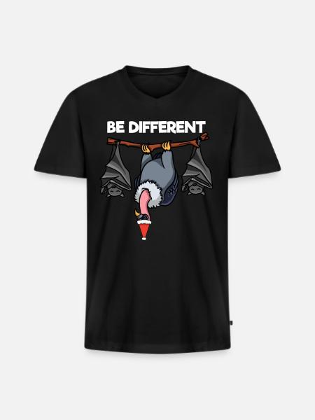 Be Different Aasgeier Vogel Fledermaus - Männer Premium Bio T-Shirt mit V-Ausschnitt - Schwarz