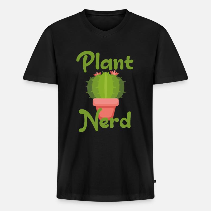 Plant Nerd - Männer Premium Bio T-Shirt mit V-Ausschnitt - Schwarz