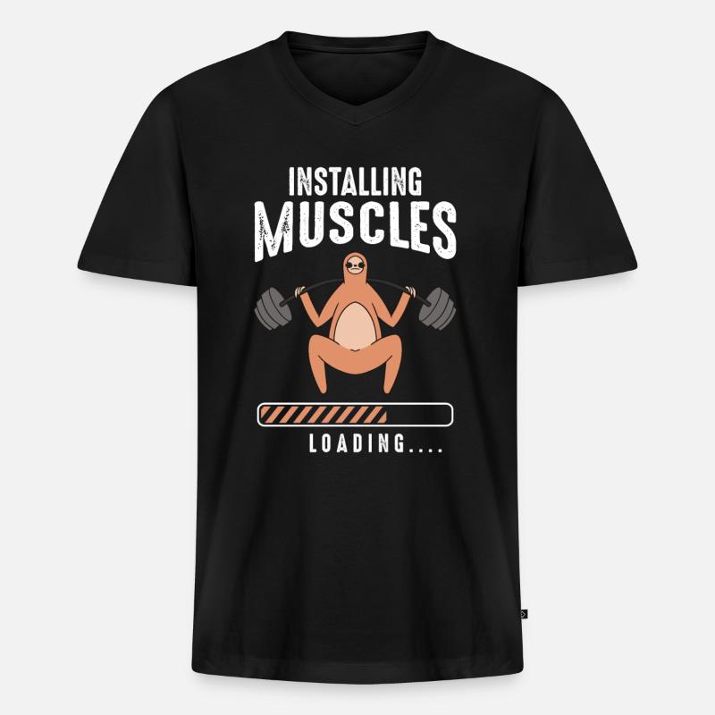 Installing Muscles Loading - Männer Premium Bio T-Shirt mit V-Ausschnitt - Schwarz