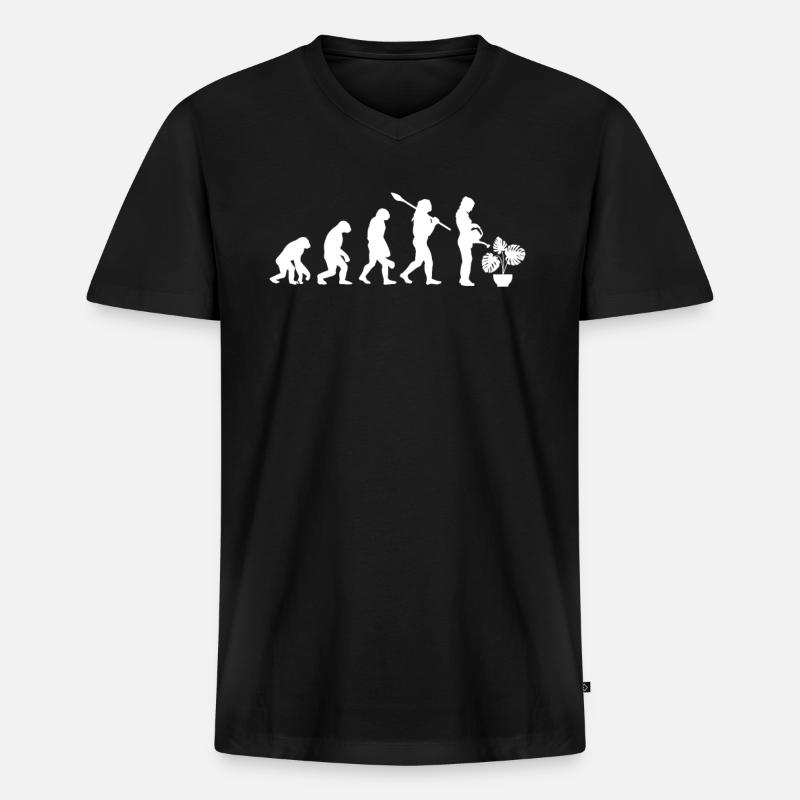 Monstera Evolution Plant Gardener - Men's Premium Organic T-shirt with V-neck - black