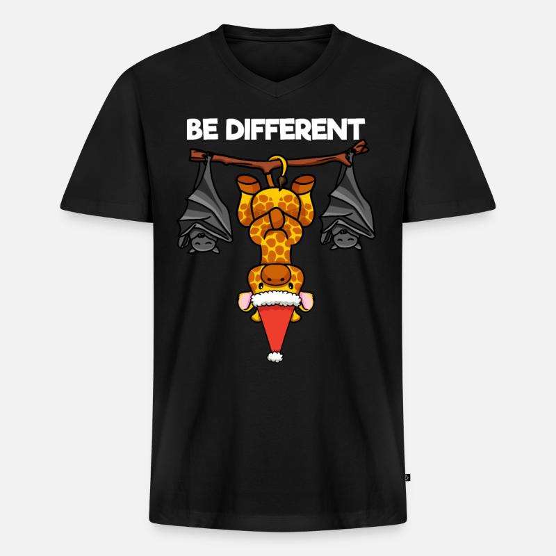 Be Different Giraffe Fledermaus Weihnachtsmann - Männer Premium Bio T-Shirt mit V-Ausschnitt - Schwarz