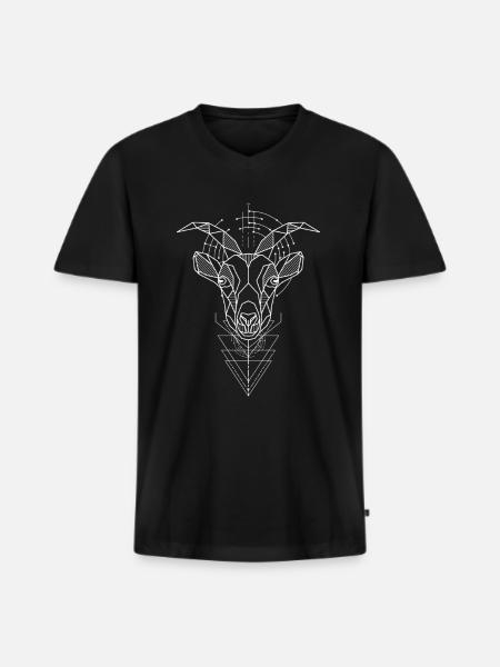Goat Polygon - Men's Premium Organic T-shirt with V-neck - black