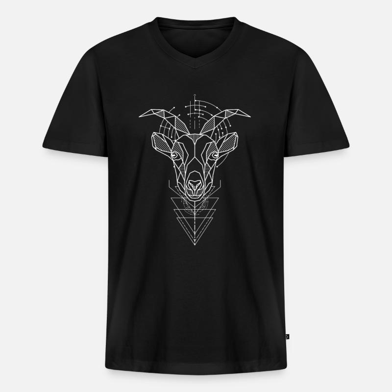 Ziege Polygon - Männer Premium Bio T-Shirt mit V-Ausschnitt - Schwarz