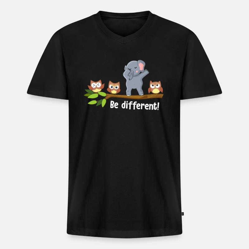 Be Different Dabbing Elephant - Men's Premium Organic T-shirt with V-neck - black