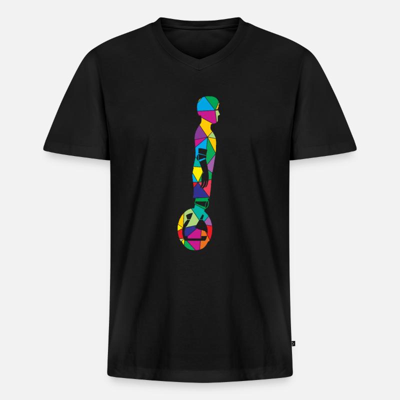 Einrad Polygon Einradfahrer - Männer Premium Bio T-Shirt mit V-Ausschnitt - Schwarz