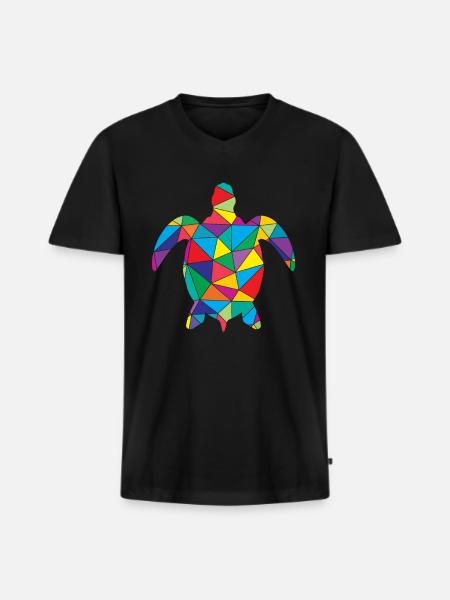 Schildkröte Polygon Turtle - Men's Premium Organic T-shirt with V-neck - black