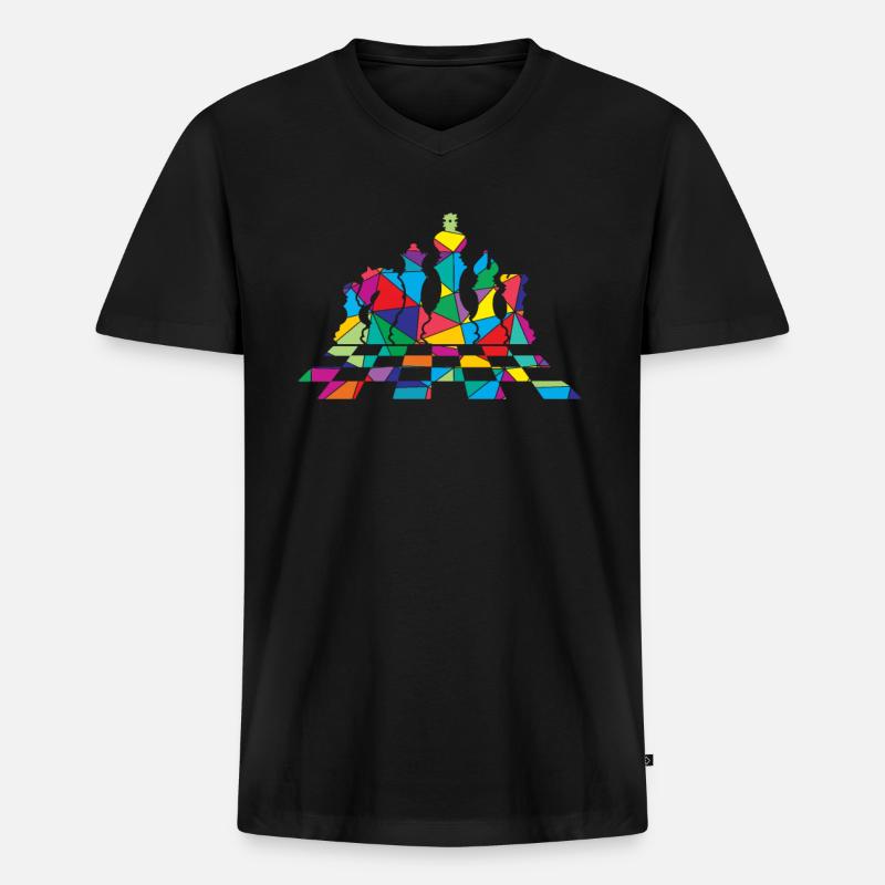 Schach Polygon Schachfigur - Männer Premium Bio T-Shirt mit V-Ausschnitt - Schwarz