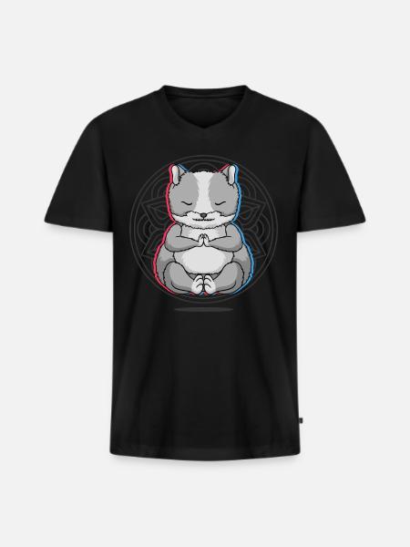 Yoga Hamster Yoga - Men's Premium Organic T-shirt with V-neck - black