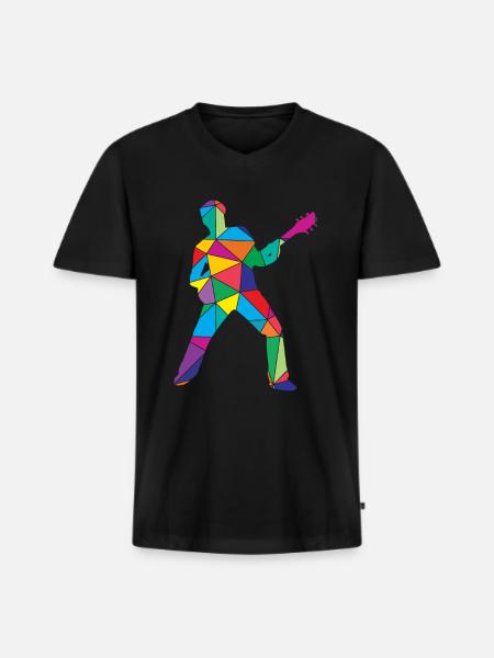 Guitar Polygon Guitarists - Men's Premium Organic T-shirt with V-neck - black
