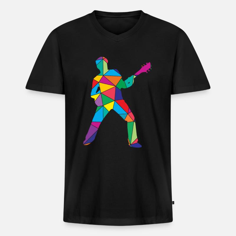 Gitarre Polygon Gitarristen - Männer Premium Bio T-Shirt mit V-Ausschnitt - Schwarz