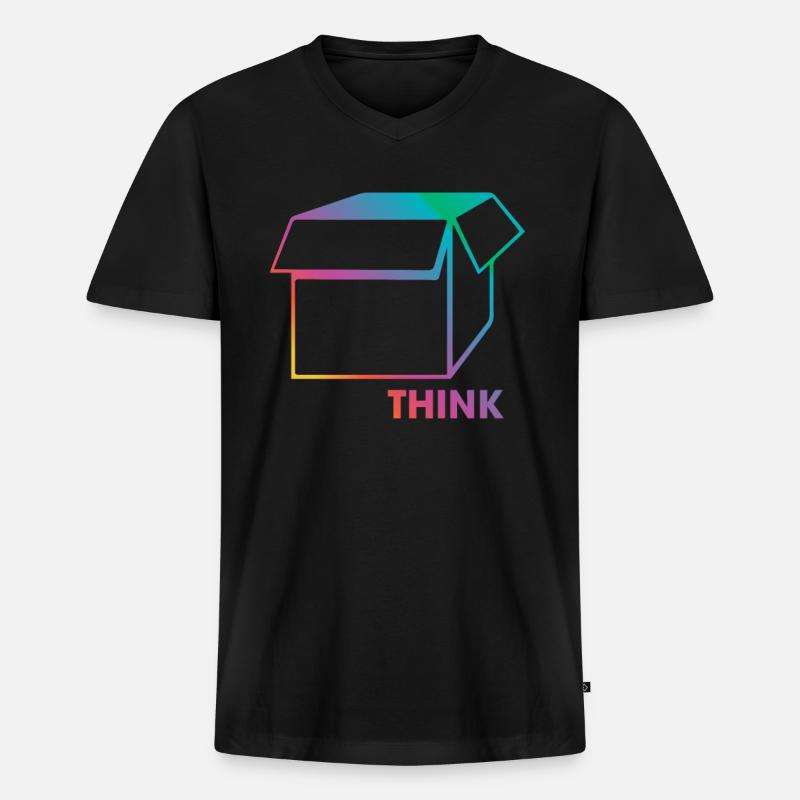 Think Outside The Box - Männer Premium Bio T-Shirt mit V-Ausschnitt - Schwarz