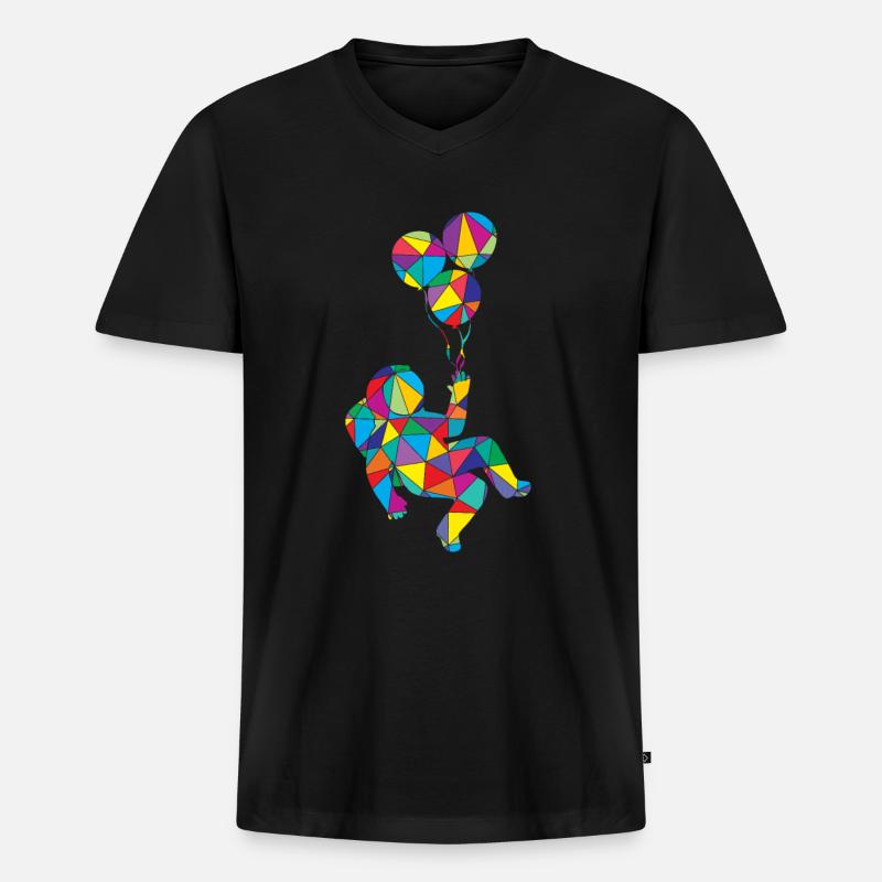 Low Poly Astronome Poly Astronaute - T-shirt encolure en V Premium bio Homme - noir