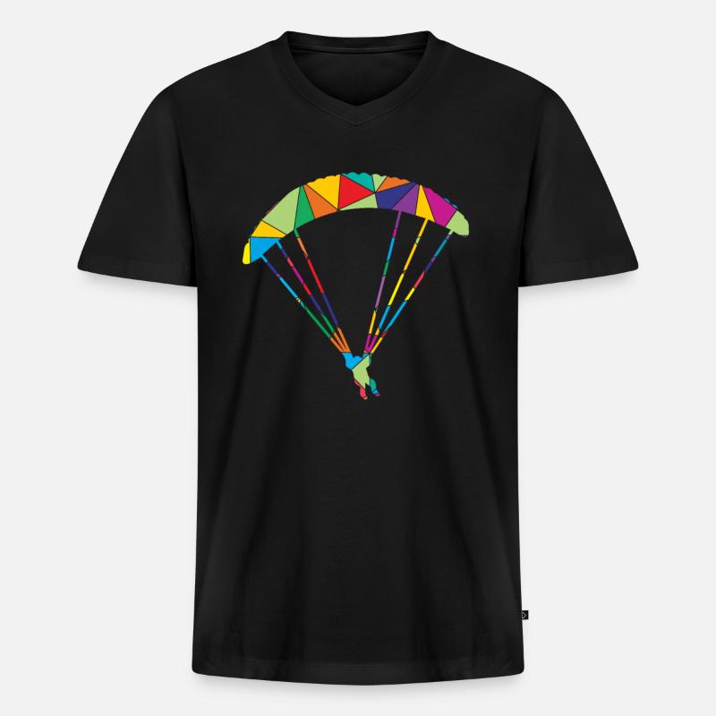 Paragleiter Polygon Gleitschirm - Männer Premium Bio T-Shirt mit V-Ausschnitt - Schwarz