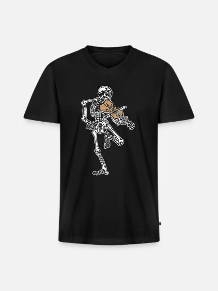 Violon squelette - T-shirt encolure en V Premium bio Homme - noir