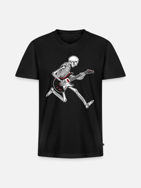 Skeleton Guitar - Men's Premium Organic T-shirt with V-neck - black