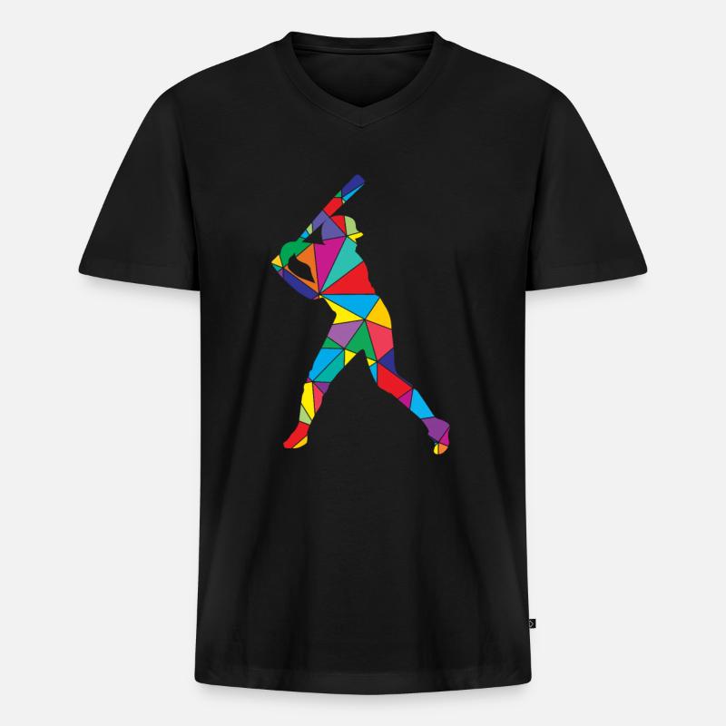 Baseballspieler Polygon Baseball - Männer Premium Bio T-Shirt mit V-Ausschnitt - Schwarz