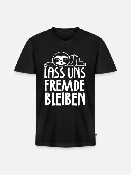 Lass uns Fremde bleiben - Männer Premium Bio T-Shirt mit V-Ausschnitt - Schwarz