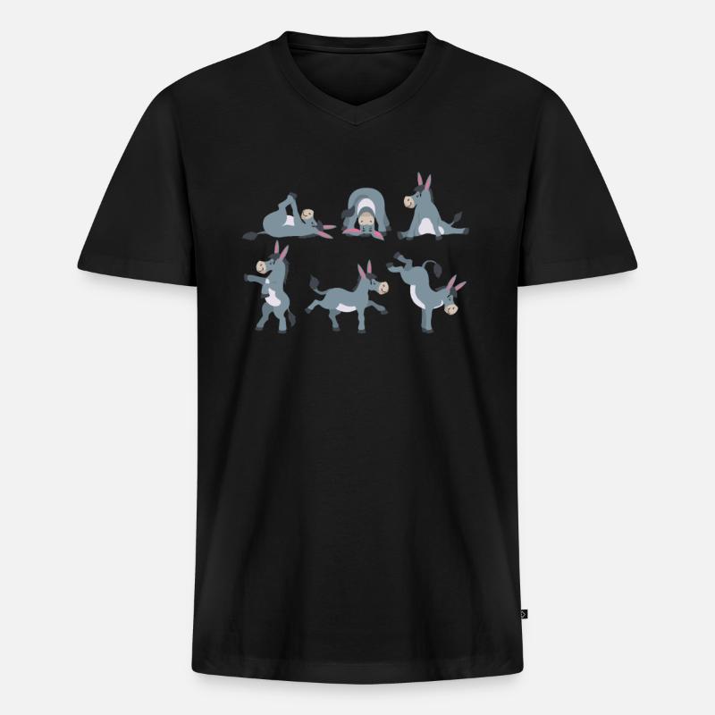 Yoga Esel - Männer Premium Bio T-Shirt mit V-Ausschnitt - Schwarz