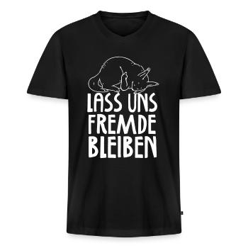 Lass Uns Fremde Bleiben - Männer Premium Bio T-Shirt mit V-Ausschnitt - Schwarz - Vorne - Nico (187cm)