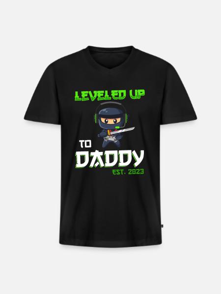 2023 Ninja de jeu - T-shirt encolure en V Premium bio Homme - noir
