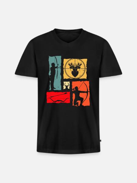 Archer Retro Archery - Men's Premium Organic T-shirt with V-neck - black