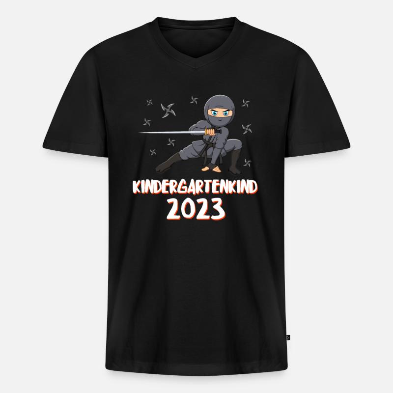 Kindergartenkind 2023 - Männer Premium Bio T-Shirt mit V-Ausschnitt - Schwarz