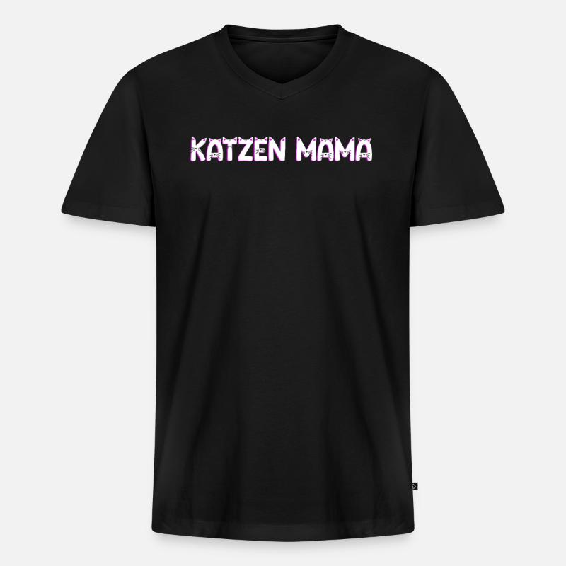 Katzen Mama - Männer Premium Bio T-Shirt mit V-Ausschnitt - Schwarz