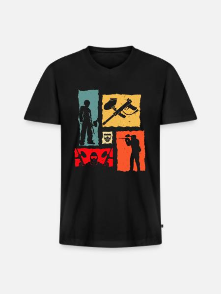 Boule de douleur Rétro - T-shirt encolure en V Premium bio Homme - noir