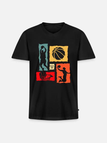 Basketball Retro Basketball Player - Men's Premium Organic T-shirt with V-neck - black