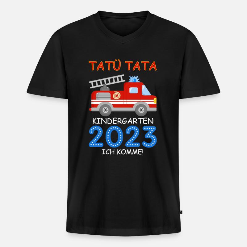 Kindergarten 2023 - Männer Premium Bio T-Shirt mit V-Ausschnitt - Schwarz