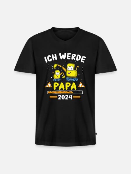 Papa 2024 Loading - Männer Premium Bio T-Shirt mit V-Ausschnitt - Schwarz