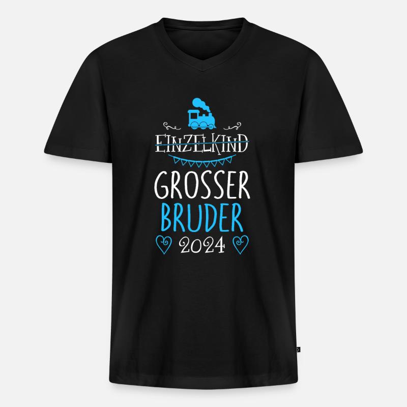Bald Großer Bruder 2024 - Männer Premium Bio T-Shirt mit V-Ausschnitt - Schwarz