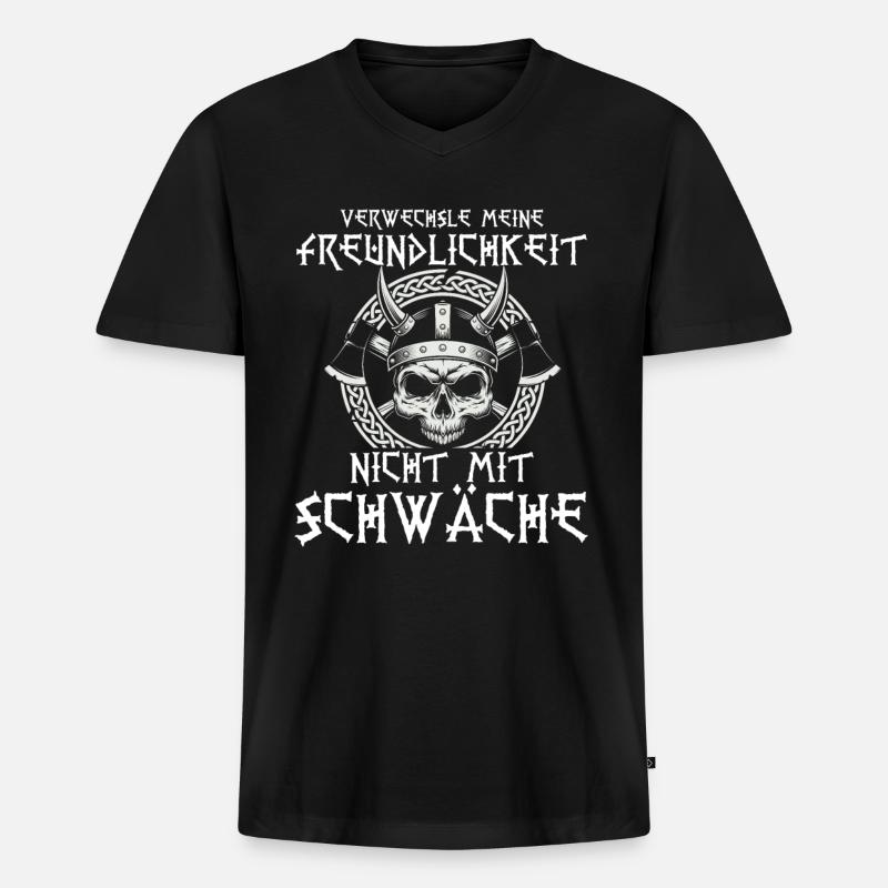 Valhalla kindness weakness - Men's Premium Organic T-shirt with V-neck - black